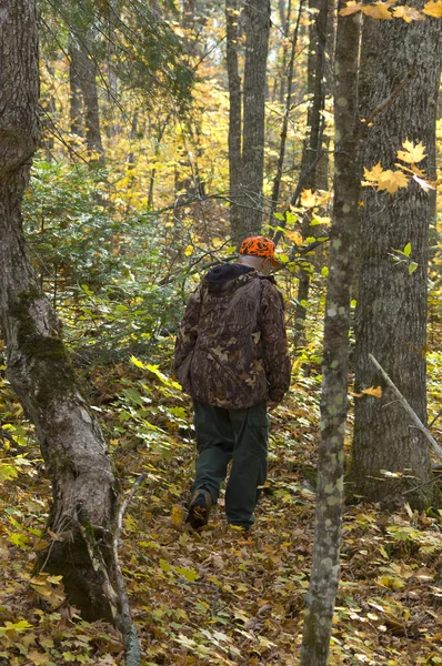 Senior hunter on the deer track — Stock Photo, Image