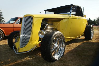 Classic Car, Yellow 1934 hotrod clipart