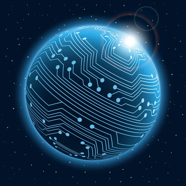 Technologie-Planet — Stockvektor