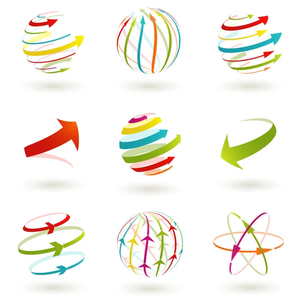 Set von abstrakten farbigen Pfeilsymbolen. Vektorillustration. — Stockvektor
