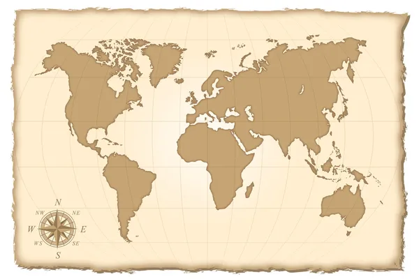 세계의 오래 된 지도입니다. 벡터 일러스트 레이 션. — 스톡 벡터