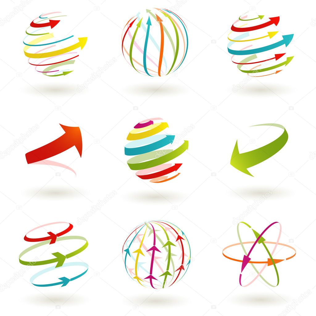 Set of abstract colordul arrow icon. Vector illustration.