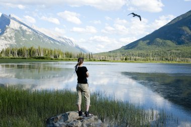 Female overlooking Vermilion Lakes clipart