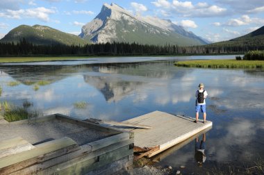 A man overlooking Vermilion Lakes clipart