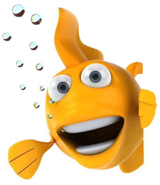 Funny Goldfish on white — Stok fotoğraf