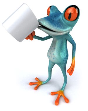 Frog with a coffee mug clipart