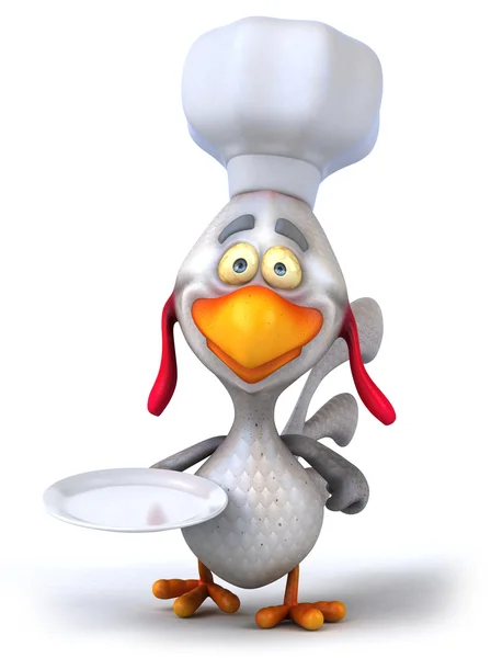 Chicken chef with tray 3d — Stock Photo, Image