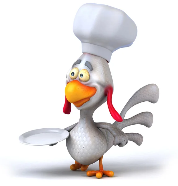 鸡厨师与托盘 3d — 图库照片