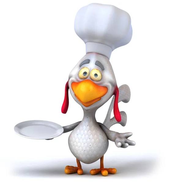 Chicken chef with tray 3d — Stock Photo, Image