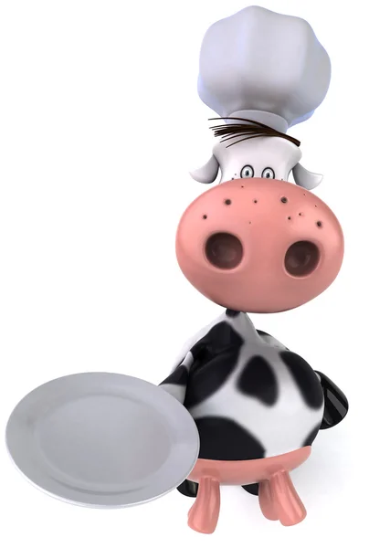 Kráva šéfkuchař s zásobník 3d — Stock fotografie