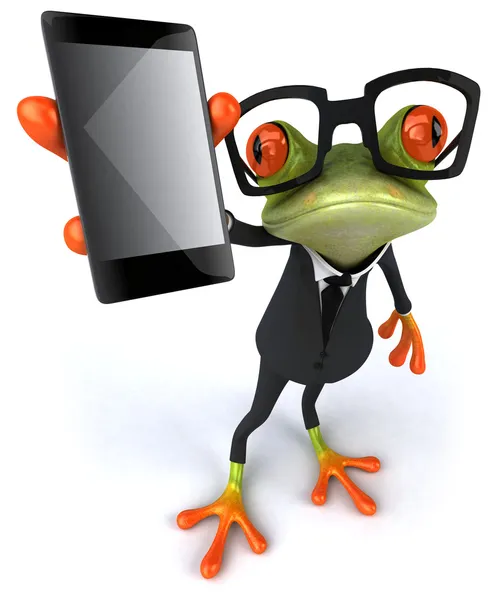 Business frog with phone — Stock Photo, Image