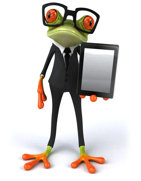 Business frog with computer — Stock Photo, Image
