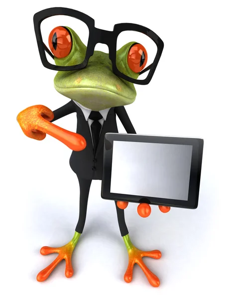 Бізнес жаба з комп'ютером — стокове фото
