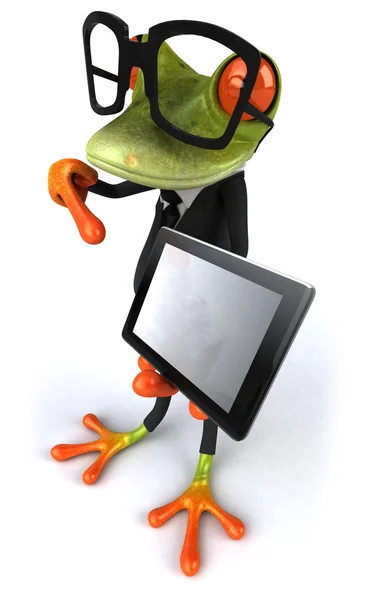Бізнес жаба з комп'ютером — стокове фото