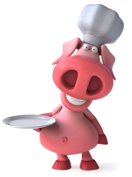 Pig chef with dish — Stock Photo, Image