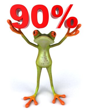 A frog with 90 percent sign clipart