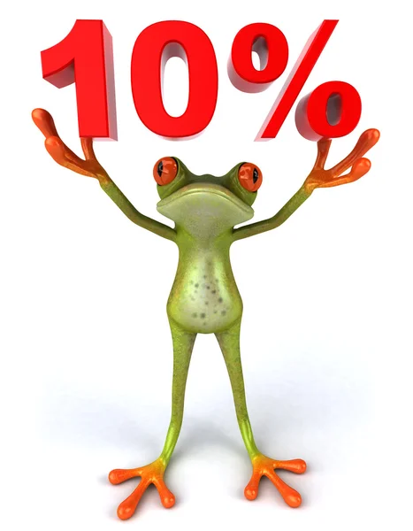 A frog with 10 percent sign — Stock Photo, Image