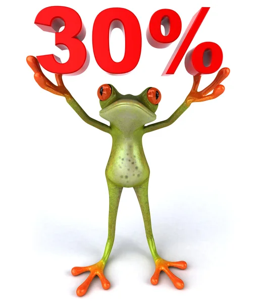 Una rana con un segno del 30% — Foto Stock