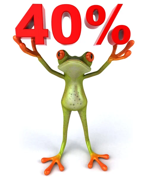 40% 기호로 개구리 — 스톡 사진