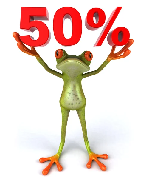 Лягушка со знаком 50% — стоковое фото