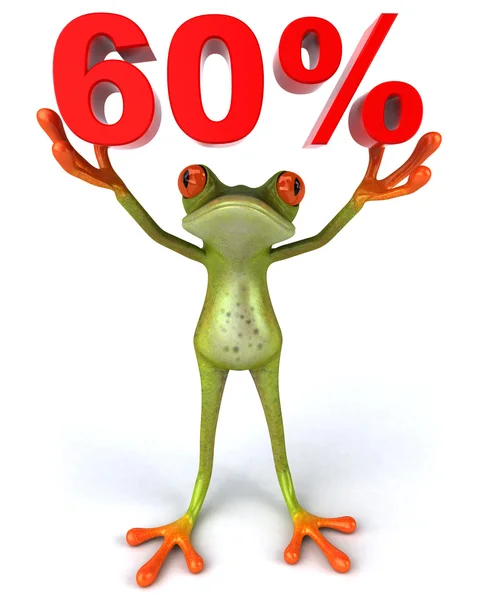 Una rana con un segno del 60% — Foto Stock