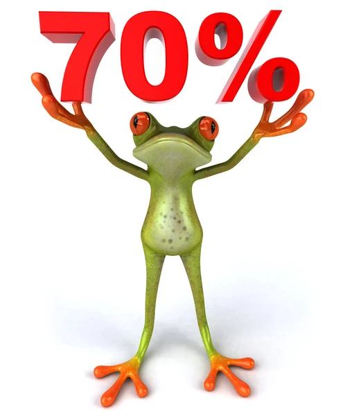 70% 기호로 개구리 — 스톡 사진