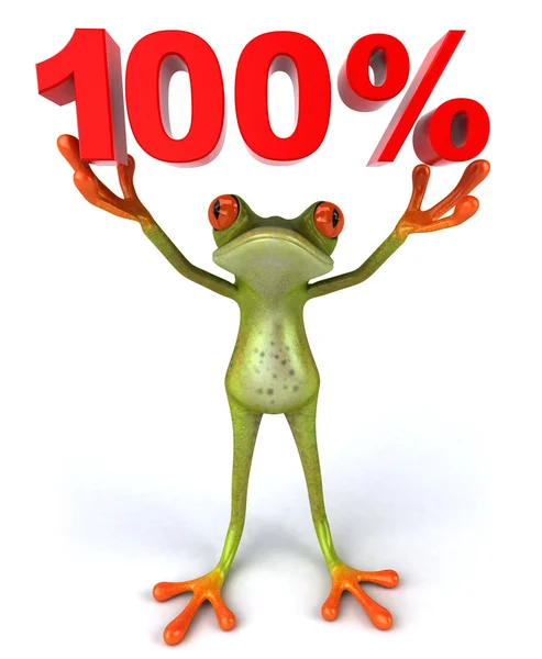 A frog with 100 percent sign — Stock Photo, Image
