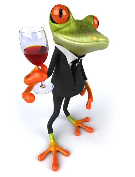 Βάτραχος και κρασί 3d — Φωτογραφία Αρχείου