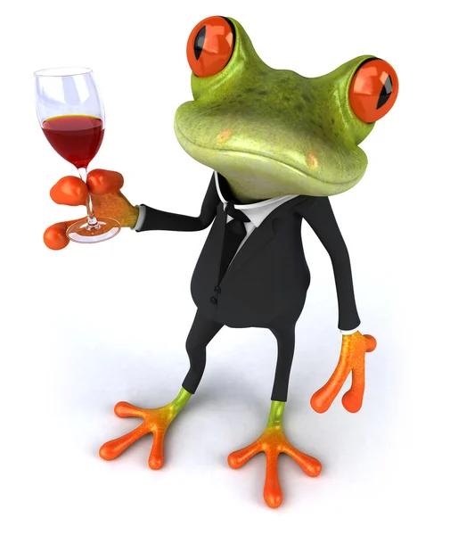 개구리와 3d 와인 — 스톡 사진