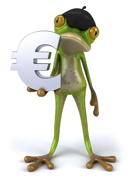 French frog with euro sign 3d — Stock Photo, Image