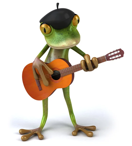 Γαλλικά βάτραχος με κιθάρα 3d — 图库照片