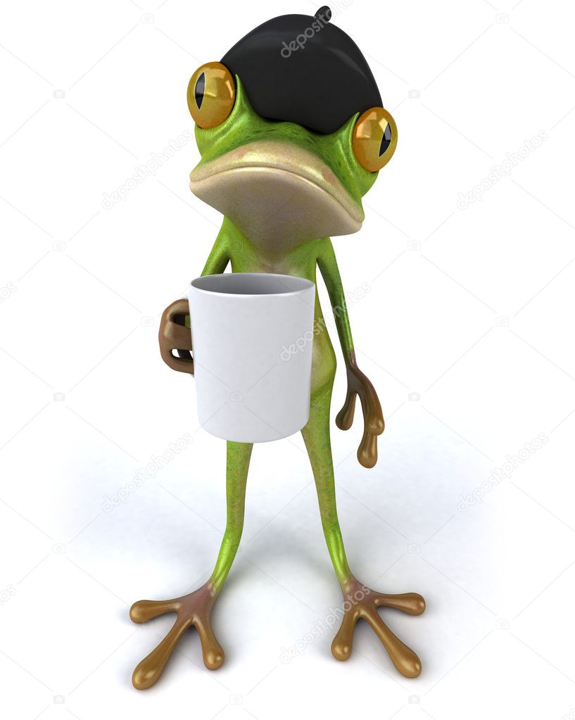 Frog with a coffee cup Stock Photo by ©julos 45908195