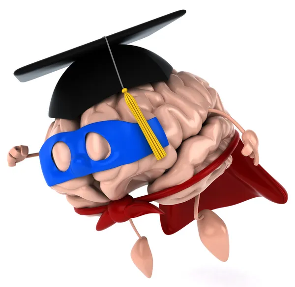 Супер мозок з капелюхом 3d — стокове фото