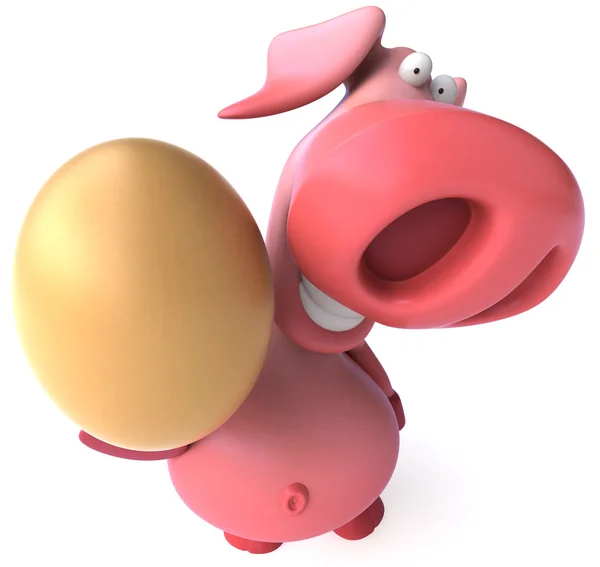 Щаслива свиня з яйцем 3d — стокове фото