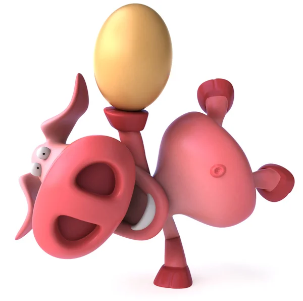 Happy pig with egg 3d — Stock Photo, Image