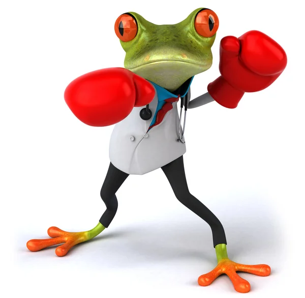Βάτραχος γιατρός με γάντια του μποξ 3d — Φωτογραφία Αρχείου