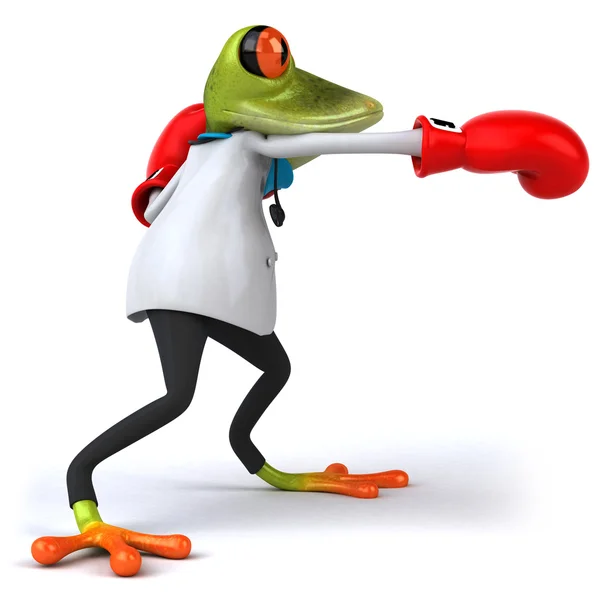 개구리 의사 권투 장갑과 3d — 스톡 사진