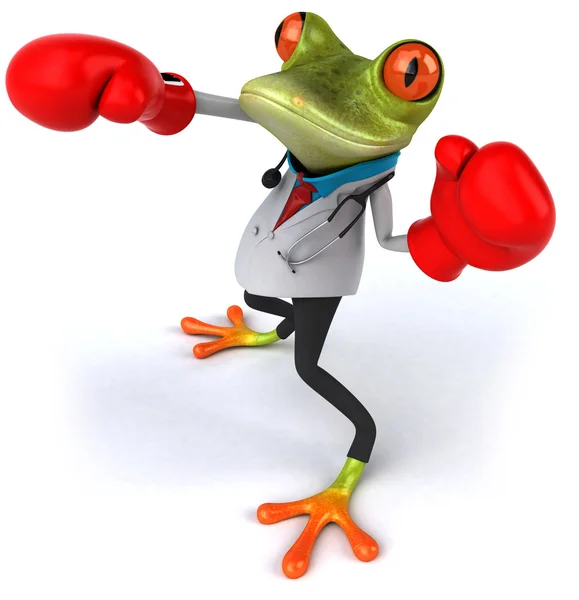 Żaba lekarz z Rękawice bokserskie 3d — Zdjęcie stockowe