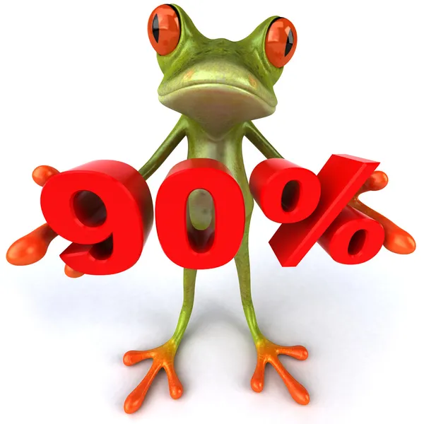 Frog offering discount 3d — Stock Photo, Image