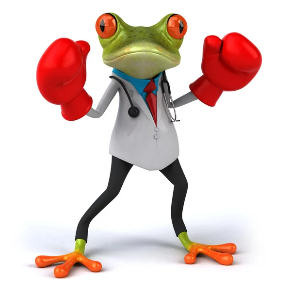 Groda läkare med boxhandskar 3d — Stockfoto