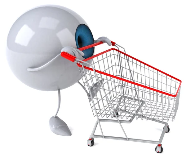 Ögat med en shopping cart 3d — Stockfoto