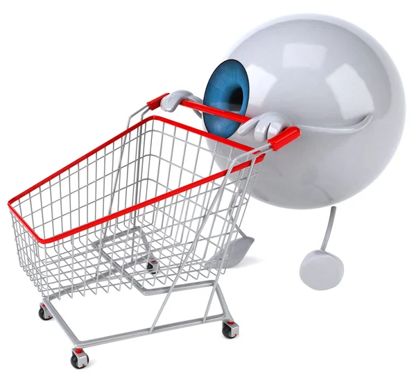 Eye with a shopping cart 3d — Stock Photo, Image