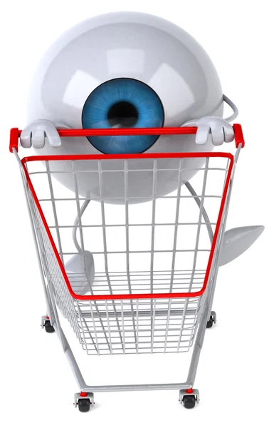 Oog met een shopping cart 3d — Stockfoto