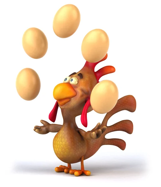 Курица жонглирование яйцами 3d — стоковое фото