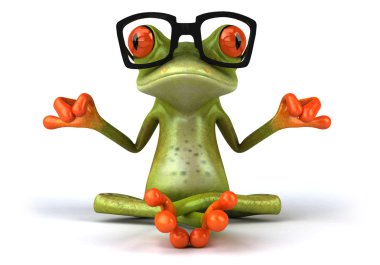 Frog with glasses meditating 3d clipart