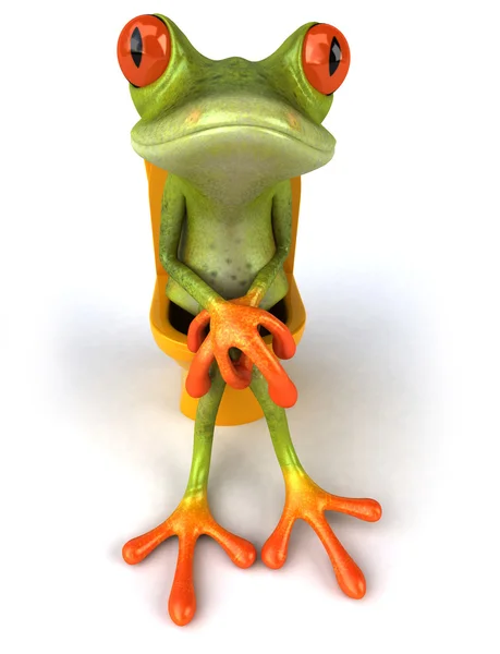 Frosch sitzt in wc 3d — Stockfoto