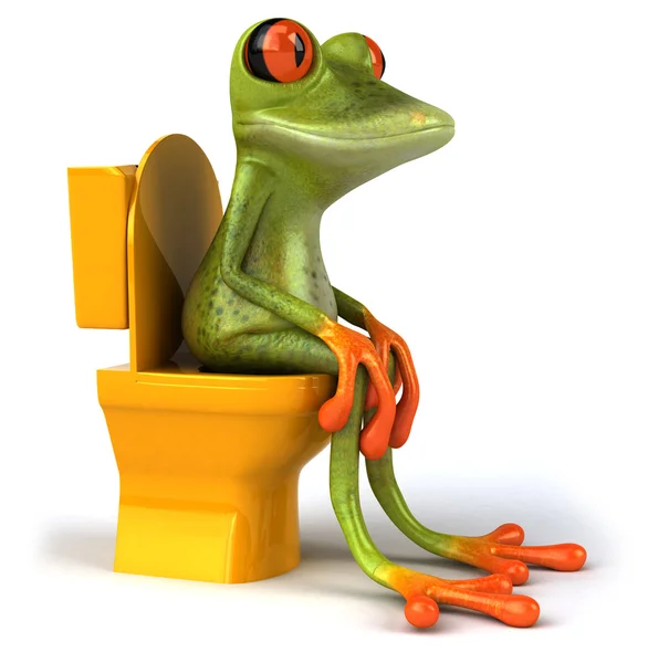 Βάτραχος που κάθεται στο wc 3d — Φωτογραφία Αρχείου