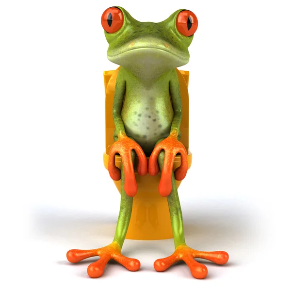 Frosch sitzt in wc 3d — Stockfoto