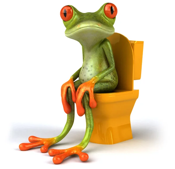 Żaba siedzi w wc 3d — Zdjęcie stockowe