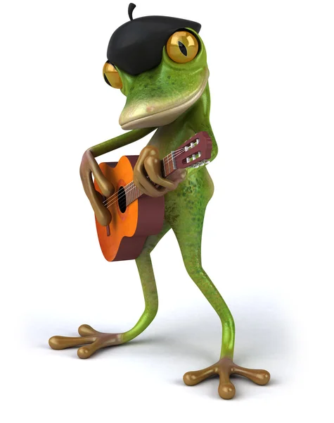 Französischer Frosch spielt Gitarre 3d — Stockfoto